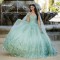 Mint Green Vestido De 15 Años Quinceanera Dresses With Cape Butterfly Applique Sweet 16 Prom Gowns