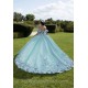 Mint Quinceanera Dress 2024 Ball Gown Flowers Puff Sleeve Corset Beading Appliques Princess Vestidos De 15 Años