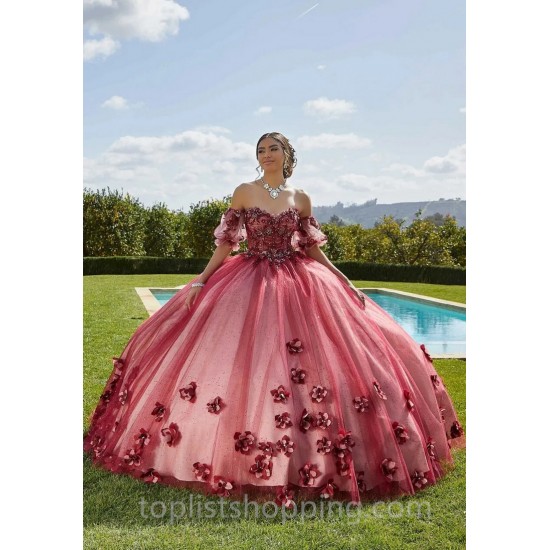 Mint Quinceanera Dress 2024 Ball Gown Flowers Puff Sleeve Corset Beading Appliques Princess Vestidos De 15 Años