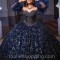 Navy Blue Corset Beaded Quinceanera Dress Ball Gown Lace Up Graduation Gown