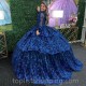 Off Shoulder Navy Blue Quinceanera Dresses 2024 Lace Applique Beads Sweet 16 Ball Gown Vestidos De 15 Años