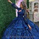 Off Shoulder Navy Blue Quinceanera Dresses 2024 Lace Applique Beads Sweet 16 Ball Gown Vestidos De 15 Años