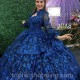 Off Shoulder Navy Blue Quinceanera Dresses 2024 Lace Applique Beads Sweet 16 Ball Gown Vestidos De 15 Años