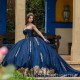 Applique Navy Blue Quinceanera Dress Ball Gown Graduation Gown Sweetheart 15 anos