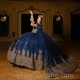 Crystals Navy Blue Quinceanera Dresses Ball Gown 2024 Shiny Sweet 16 15 Birthday Party Gowns Corset Robe