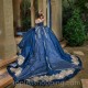 Navy Blue Quinceanera Dresses Sequined Gold Appliques Lace Lace-up Corset Prom Sweet 15 Dresses