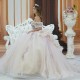 Champagne Princess Quinceanera Dresses Birthday Party Robe Sleeveless Beaded Sparkly Lace-up Corset Puffy Ball Gowms