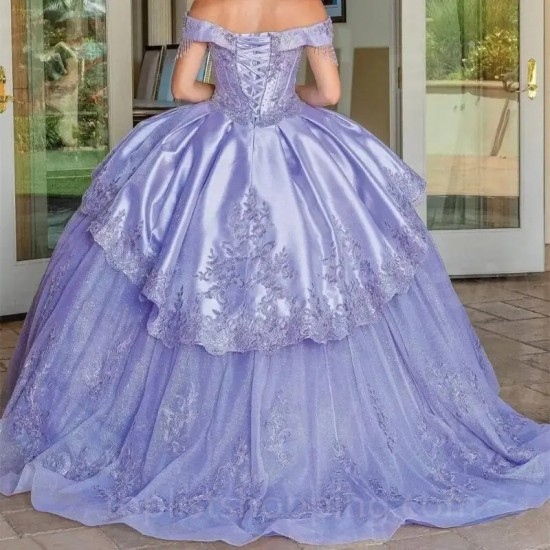 Off-Shoulder Lavender Quinceanera Dress Women Vestidos De 15 Quinceañera Dresses Tassel Ball Gown Deesses