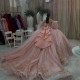 Pink 2024 Quinceanera Dress Bow Lace Applique Beads Tull Ball Gown Off Shoulder Sweet 16 Dress Vestidos De XV Anos 15TH Birthday Dress