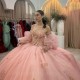 Pink 2024 Quinceanera Dress Bow Lace Applique Beads Tull Ball Gown Off Shoulder Sweet 16 Dress Vestidos De XV Anos 15TH Birthday Dress