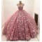 Pink 3D Flowers Quinceanera Dresses Luxury Pearls Beading Appliques Vestidos De 15 Anos Birthday Party Princess