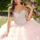 Pink Ball Gown Quinceanera Dresses 2024 Beads Crystal Tull Tiered Ruffles Mexican Sweet 16 Dresses