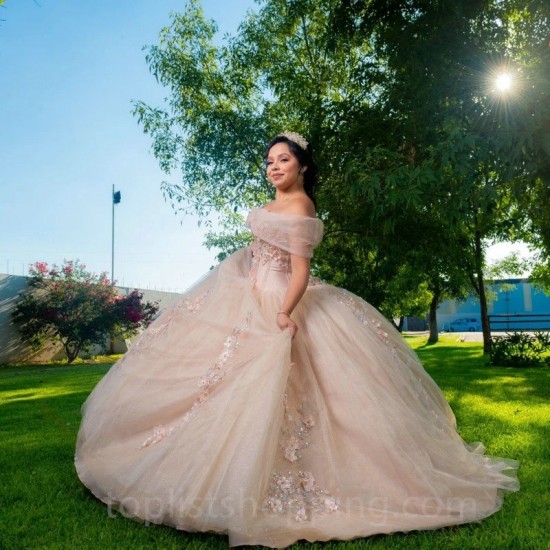 Pink Beaded Quinceanera Dresses Ball Gown 2024 Lace Appliques Crystal Sweet 16 Dress Party Gown