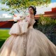 Pink Beaded Quinceanera Dresses Ball Gown 2024 Lace Appliques Crystal Sweet 16 Dress Party Gown