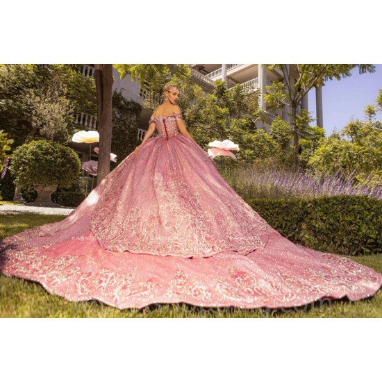 Pink Charro Quinceanera Dresses Ball Gown Off The Shoulder Sparkle Crystals Mexican Sweet 16 Dresses 15 Anos