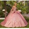 Pink Charro Quinceanera Dresses Ball Gown Off The Shoulder Sparkle Crystals Mexican Sweet 16 Dresses 15 Anos