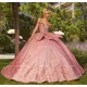 Pink Charro Quinceanera Dresses Ball Gown Off The Shoulder Sparkle Crystals Mexican Sweet 16 Dresses 15 Anos