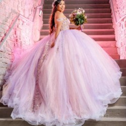 Corset Pink Quince Dress Princess Lace Appliques Beading Off The Shoulder Girls Ball Gown Sweet 16 Dresses