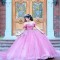 Pink Glitter Ruffles Ball Gown Quinceanera Dresses Off The Shoulder Beading Beads Corset Vestido De 15 Anos