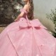 Sweetheart Pink Glitter 16 Quinceanera Dresses Off Shoulder Bling Bling Applique Beads Tulle Birthday Party Dress