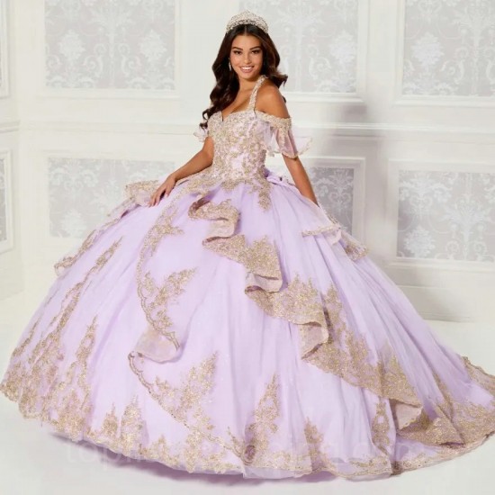 Beads Pink Princess Quinceanera Dresses Ball Gown 2024 Sweet 16 Dress Appliques Lace 15th Party Gown