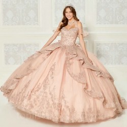 Beads Pink Princess Quinceanera Dresses Ball Gown 2024 Sweet 16 Dress Appliques Lace 15th Party Gown