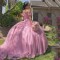 Beading Pink Princess Quinceanera Dresses Appliques Lace Bling Ball Gown Sweet 16 Pageant Party Dress Ball Gown