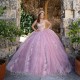 Off Shoulder Pink Princess Quinceanera Dresses Applique Lace Tull Floral Lace-up Prom vestido de 15 verde Birthday Party Gowns