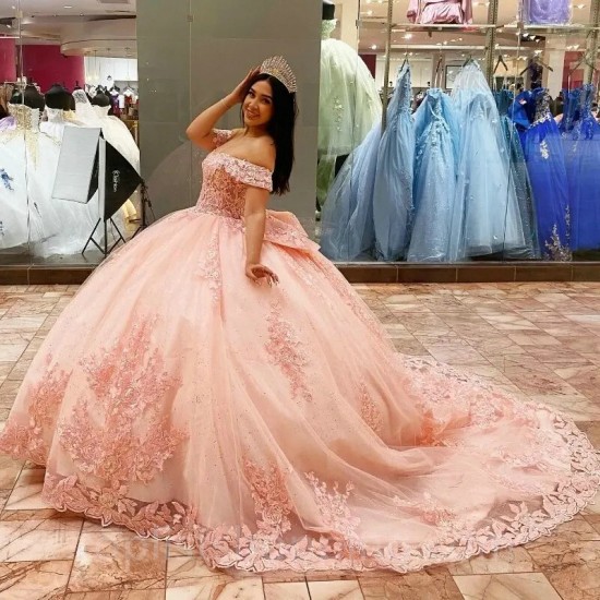 Beading Pink Quinceanera Dress 2024 Ball Gown Appliques Lace Tull Puffy Skirt Sweet 16 Dress vestidos de 15 Dress