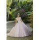 Crystal Pink Quinceanera Dress 2024 Ball Gown Lace Appliques Beaded Pageant Birthday Party Gown Sweet Robes