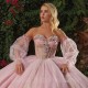 Glitter Pink Quinceanera Dress Mexican Vestido De 15 Anos Applique Lace Beading Sequin Sweet 16 Birthday Party Dress