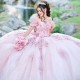 Sweetheart Pink Quinceanera Dress Princess Flower Lace Beads Vestidos De 15 Años Sweet Birthday Party Ball Gown