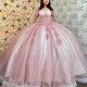 Off The Shoulder Pink Quinceanera Dresses Ball Gowns Ruched Vestidos De 15 Quinceañera Birthday Party Prom Dress