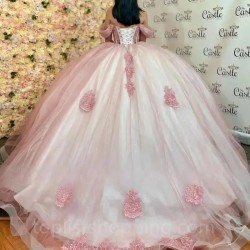 Off The Shoulder Pink Quinceanera Dresses Ball Gowns Ruched Vestidos De 15 Quinceañera Birthday Party Prom Dress