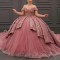 Off The Shoulder Pink Quinceanera Dresses 3DFlower Vestidos De 15 Formal Elegent Princess Party Dress