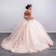 Spaghetti Strap Pink Quinceanera Dresses 3D Flower vintage Ball Gown Vestidos De Quinceañera Custom