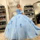 Off-Shoulder Pink Ball Gown Princess 15 Year Old Quinceanera Dress 2024 Lace 3DFlower Glitter Tulle Birthday Party Gowns