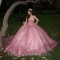 Sweetheart Pink Shiny Ball Gown Quinceanera Dresses Sequined Beads Crystal Lace Tull Corset Vestidos De 15 Años