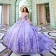 Pink Shiny Princess Quinceanera Dresses 3D Flower Applique Lace Beads Lace-up Prom birthday Sweet 16 Dress