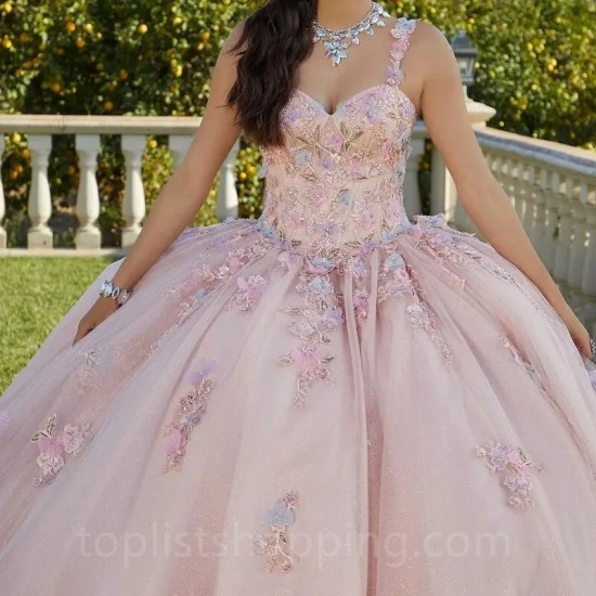 Pink Shiny Quinceanera Dresses Ball Gown Sleeveless Appliques Lace Vestidos Para Quinceañera 2024