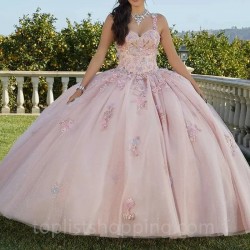 Pink Shiny Quinceanera Dresses Ball Gown Sleeveless Appliques Lace Vestidos Para Quinceañera 2024