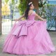 Sweetheart Pink Quinceanera Dresses Beads Off the Shoulder Sweet 16 Vestidos De 15 Anos