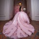 Sweetheart Pink Shiny  Quinceanera Dress 2024 Off Shoulder Appliqué Lace 3DFlower Vestidos De 15 Anos