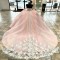 Sweetheart Pink Tulle Quinceanera Dresses Off the Shoulder Beads Applique Lace Ball Gown