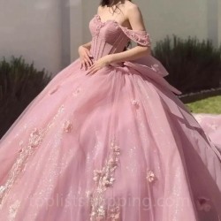 Sweetheart Pink 16 Quinceanera Dresses Off Shoulder Bling Bling Birthday Party Dress vestidos de 15