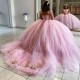 Sweetheart Pink Quinceanera Dress 2024 Beaded Appliques Birthday Party Corset Prom Dress