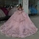 Sweetheart Pink Quinceanera Dress 2024 Beads Party Sweet 16 Ball Gown Graduation Prom Gowns