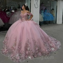 Sweetheart Pink Quinceanera Dress 2024 Beads Party Sweet 16 Ball Gown Graduation Prom Gowns