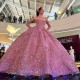 Pink Sweetheart Quinceanera Dresses Ball Gown Off The Shoulder Puffy Mexican Sweet 16 Dresses 15 Anos