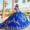 Princess Royal Blue Quinceanera Dress Off Shoulder God Lace Applique Beading Corset Sweet 16 Vestidos De 15 Años